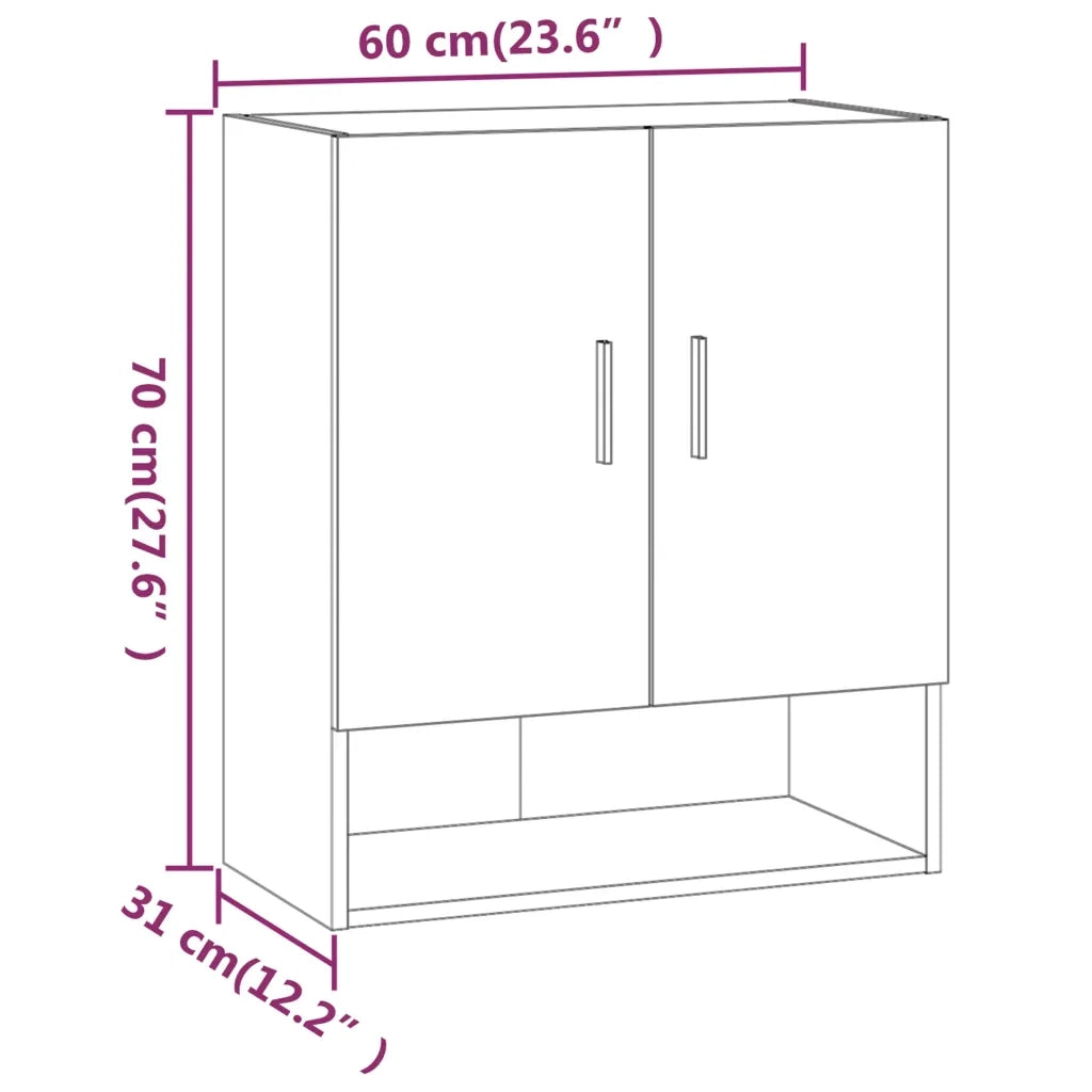 Armadietto a Muro Grigio Sonoma 60x31x70cm in Legno Multistrato