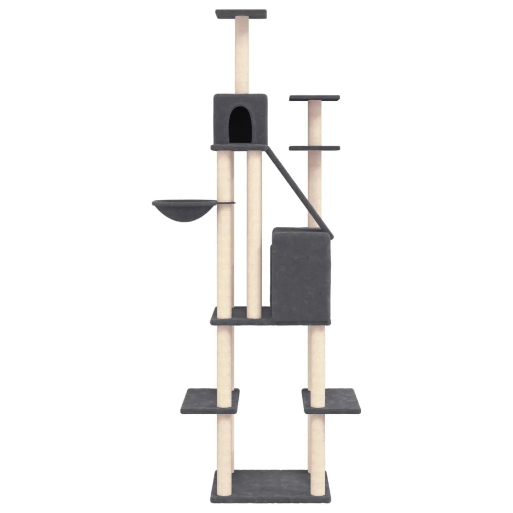 Albero per Gatti con Tiragraffi in Sisal Grigio Scuro 201 cm 171644