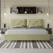 Letto imbottito Matrimoniale 190x210 cm Large - Senza rete,Microfibra,Tè verde