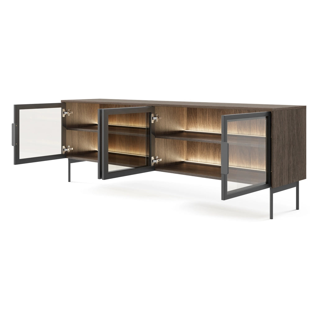 Kalerora, Mobile Porta tv 3 Ripiani, 181x39x62h cm Marrone Noce