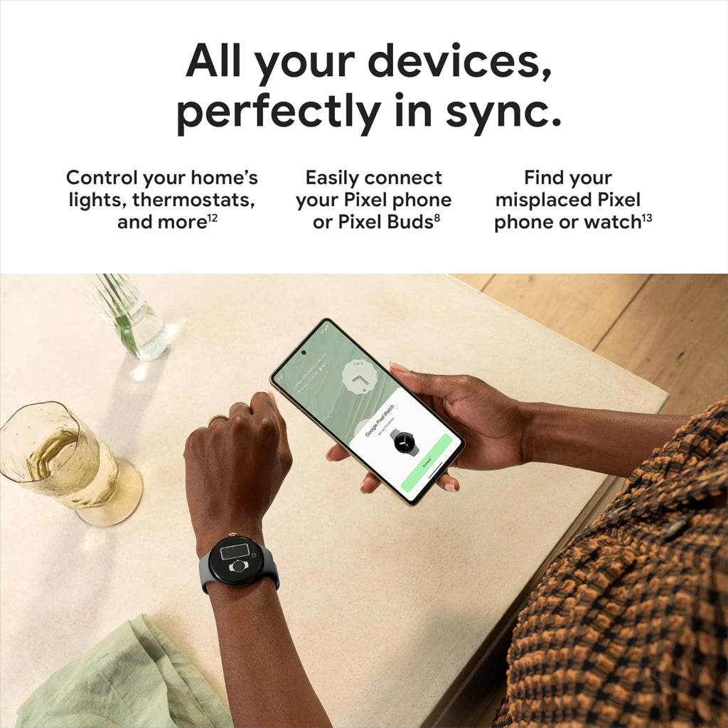 Pixel Watch 1st Gen - Smartwatch Android con monitoraggio dell'attività Fitbit, orologio con monitoraggio della frequenza cardiaca, cassa in acciaio inossidabile nero opaco con cinturino attivo