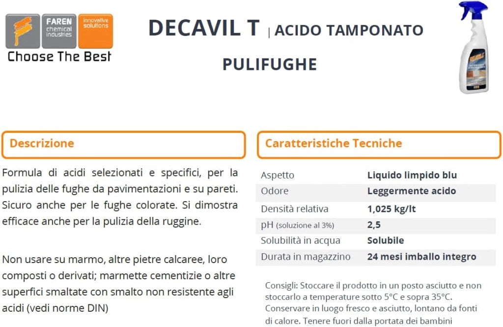 Pulifughe Decavilt Faren 750 ml pulizia fughe pavimenti superfici verticali