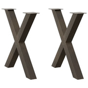 Gambe per tavolo da pranzo a forma di X 2 pz in acciaio naturale 80x(72-73) cm