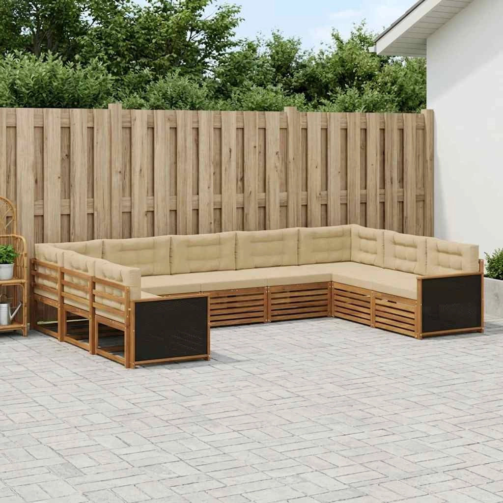 Set di divani da esterno 9 pz Naturale e Beige 3383826