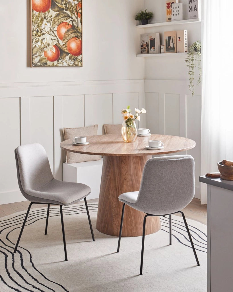 Set di 2 sedie da pranzo senza braccioli Tappezzeria Beige grigio chiaro scandinavo