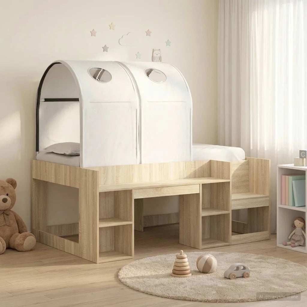 Letto con Tunnel con lo scaffale 3 pz Rovere Sonoma e Bianco 3423509