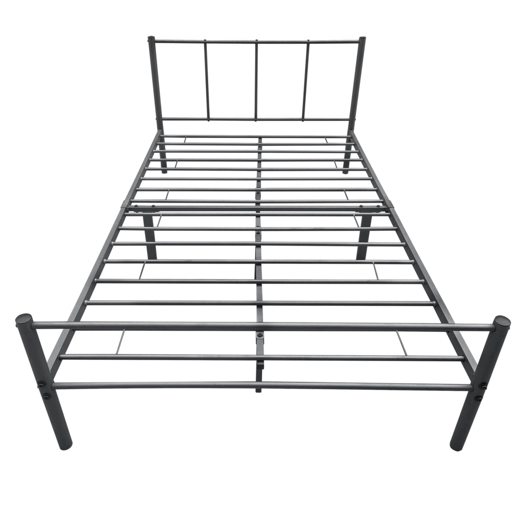 Struttura Letto Francese 140x200 cm in Acciaio con Testiera e Pediera - Grigio Scuro Opaco [en.casa]