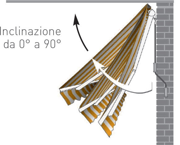 Tenda da Sole Barra Quadra 300x200 cm Tessuto in Acrilico Masi Riga Gialla