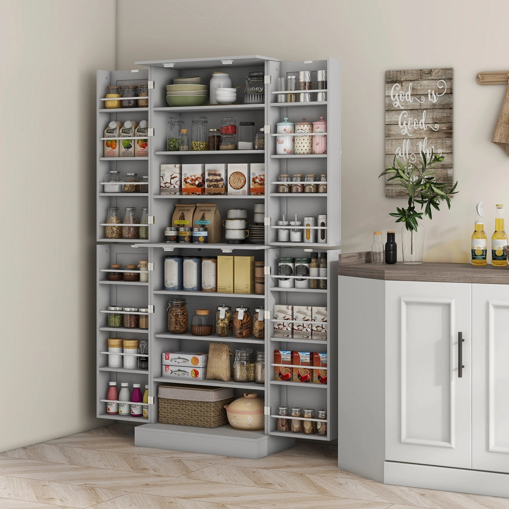 Armoire de Cuisine Buffet Cuisine Moderne 60 x 35 x 166 cm Gris
