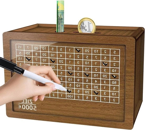 Spazzola per la raccolta delle spese - Cassa di risparmio con piatto magico - 1.000/3.000/5.000/10.000 Euro - per adulti e bambini