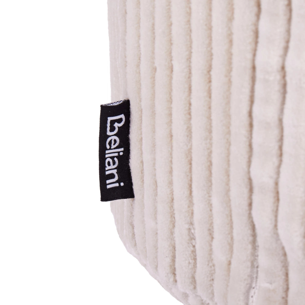 Pouf in cotone beige chiaro 40 x 25 cm Tessuto rotondo Struttura in velluto a coste Rivestimento sfoderabile Lavabile in lavatrice