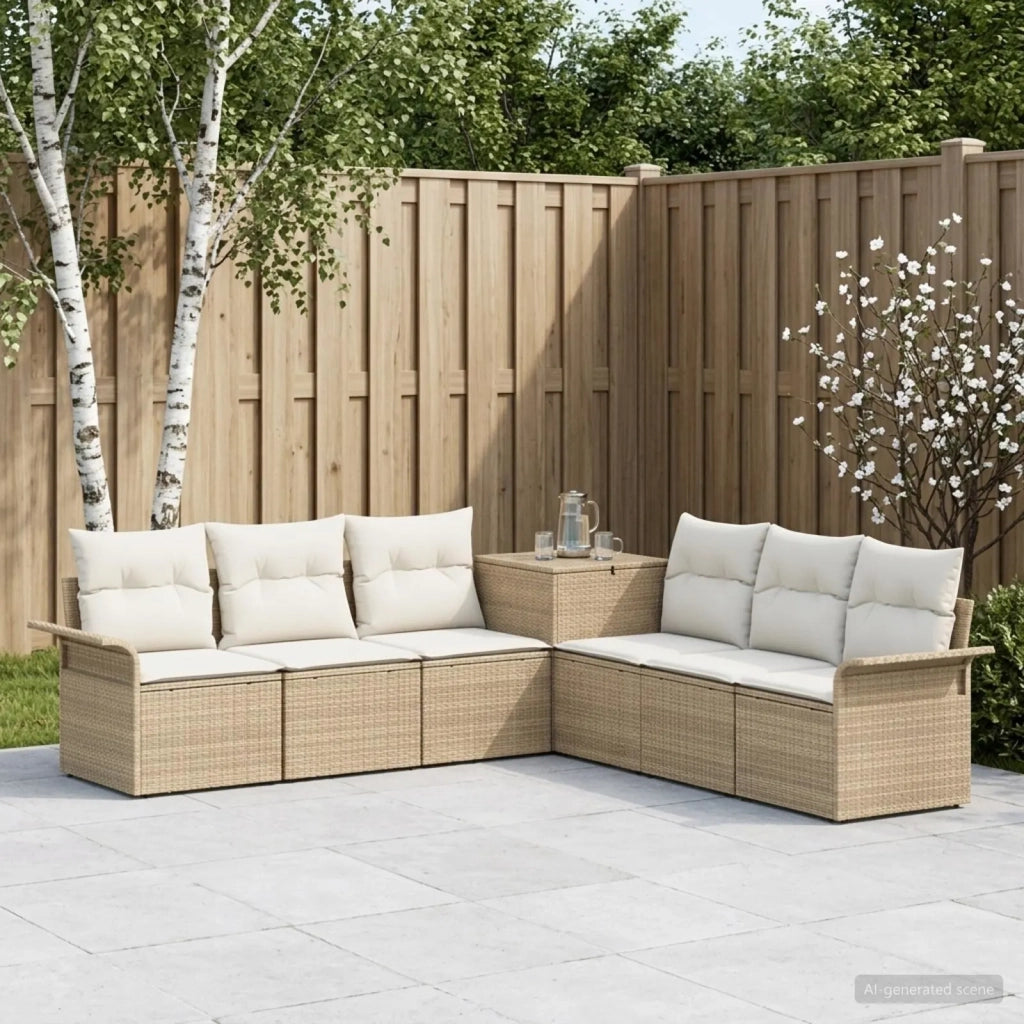 Set di divani 7 pz Beige e Bianco Crema 3448668