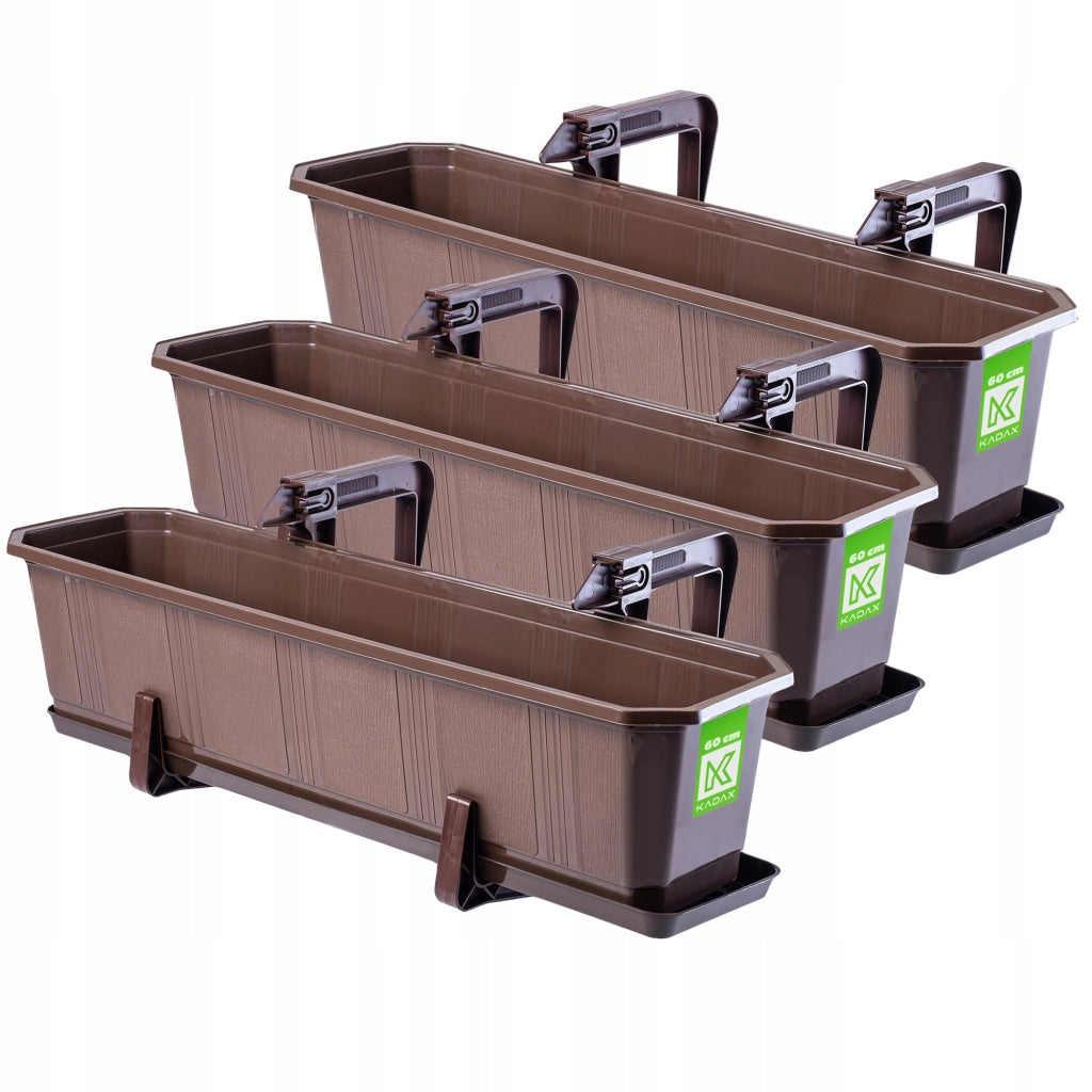 KADAX Fioriera da balcone 60 cm, supporto per vaso, manici (3 pezzi)