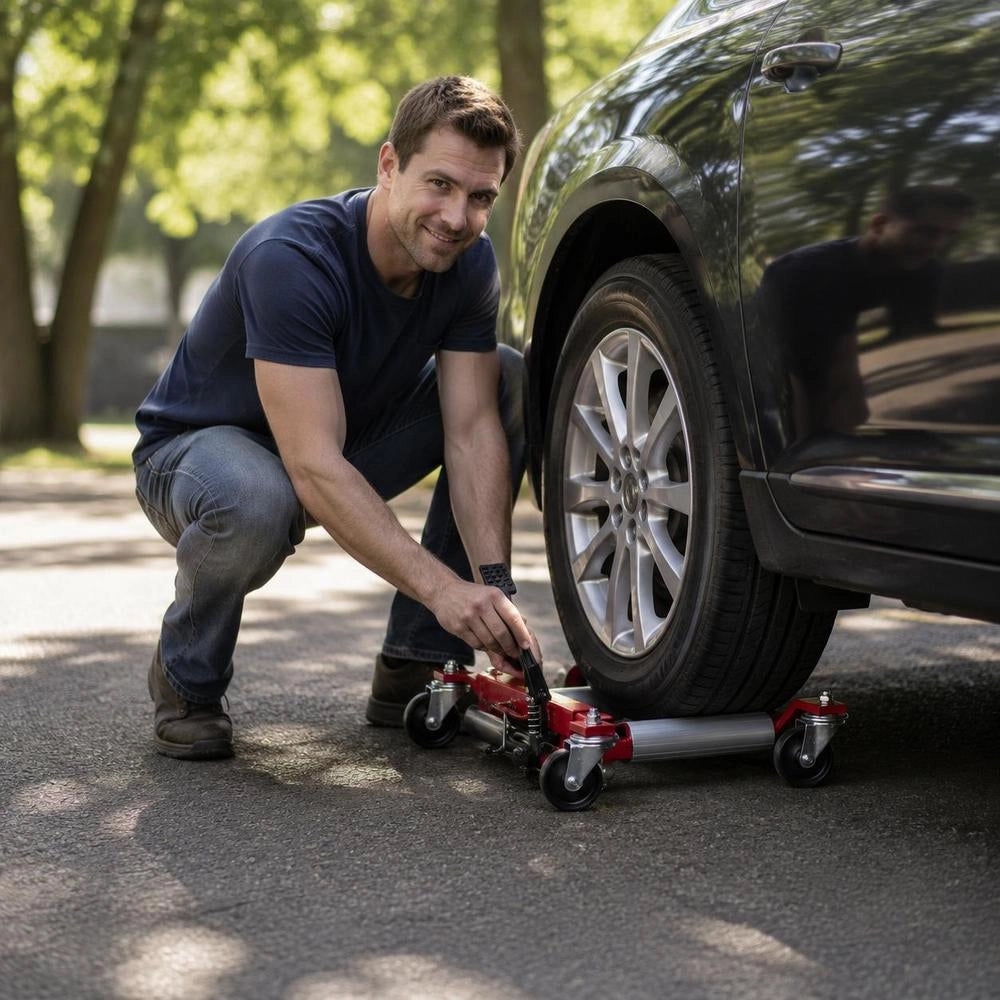 Wheel Trolley Car Jack, 4 Pieces, Max. Lifting Capacity 680 Kg, Car Jack With 360° Rotating Wheels, Heavy-duty Vehicle Positioning Hydraulic Trolley Jack, For Vehicle Repair And Moving