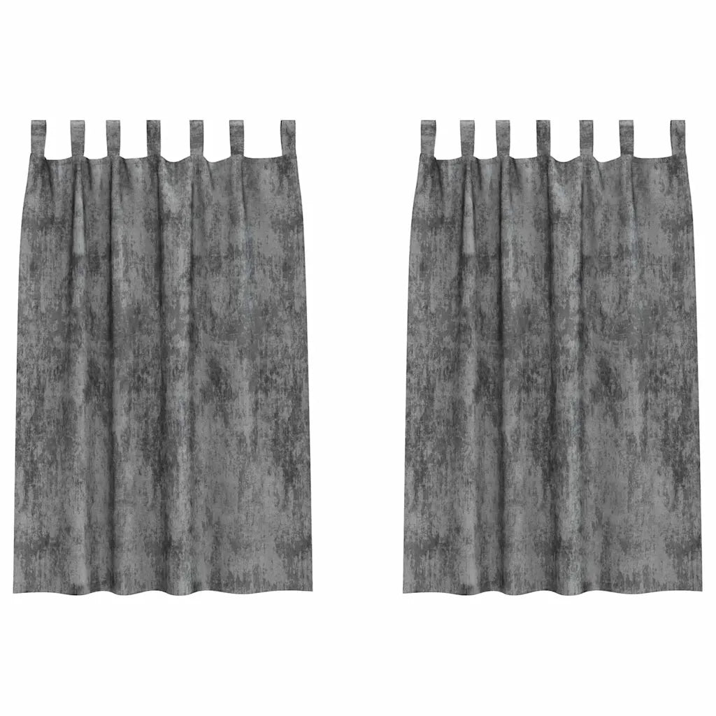 Tende in Velluto con tende 2 pz Grigio 175 x 140 cm Velluto