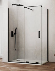 Box doccia CIRENE (KENNA) 1+1 con lato fisso laterale 110x80 cm Nero Barra Perpendicolare