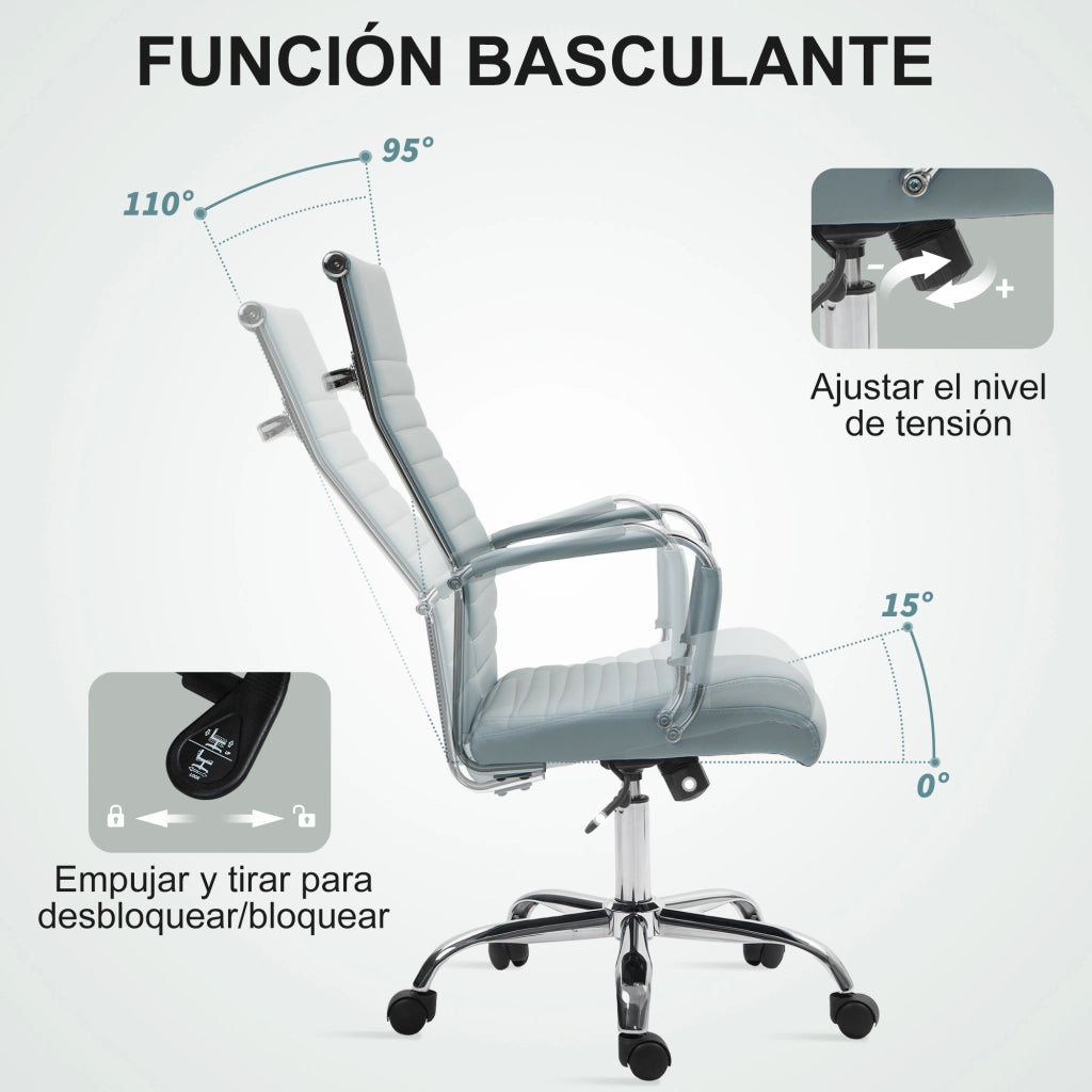 Sedia da Ufficio Girevole con Schienale Alto Regolabile in Altezza ¨C zephmum ¨C Grigio Chiaro