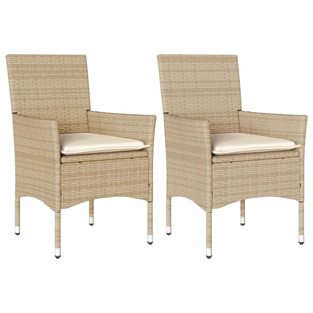 Sedie da Giardino con Cuscini 2 pz | Sedie da Esterno Beige in Polyrattan