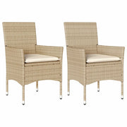 Sedie da Giardino con Cuscini 2 pz | Sedie da Esterno Beige in Polyrattan