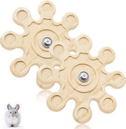 Accessori per gattini - Giocattoli per cavia - Accessori per hamster e coniglio - Rotor con forma di fiocco di neve in legno naturale 6.3 pollici di diametro - Spinner rotante interattivo per la ricchezza (2 pezzi)