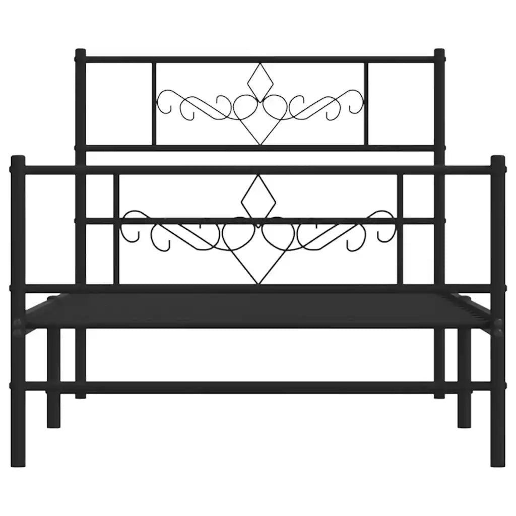 Giroletto con Testiera e Pediera Metallo Nero 100x190 cm