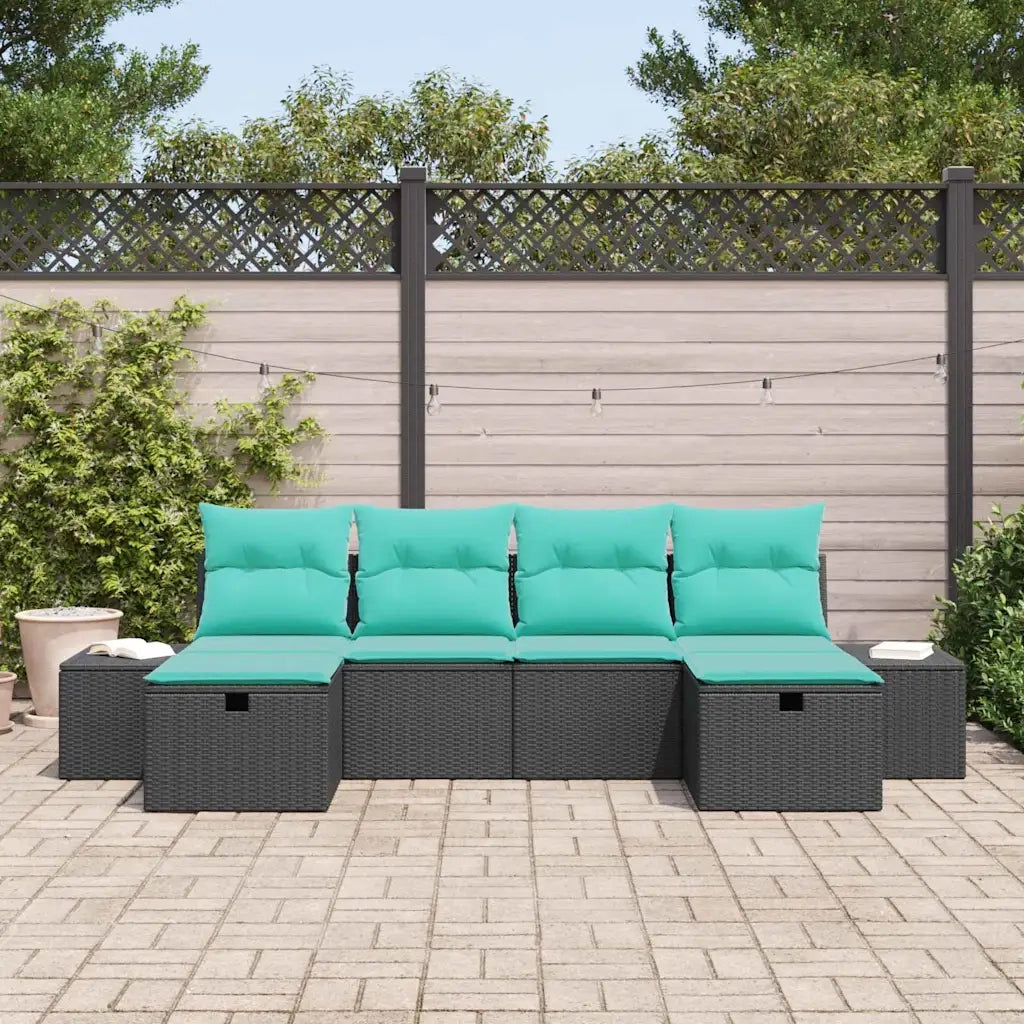 Set Divano da Giardino 6 pz Nero polyrattan 3359425