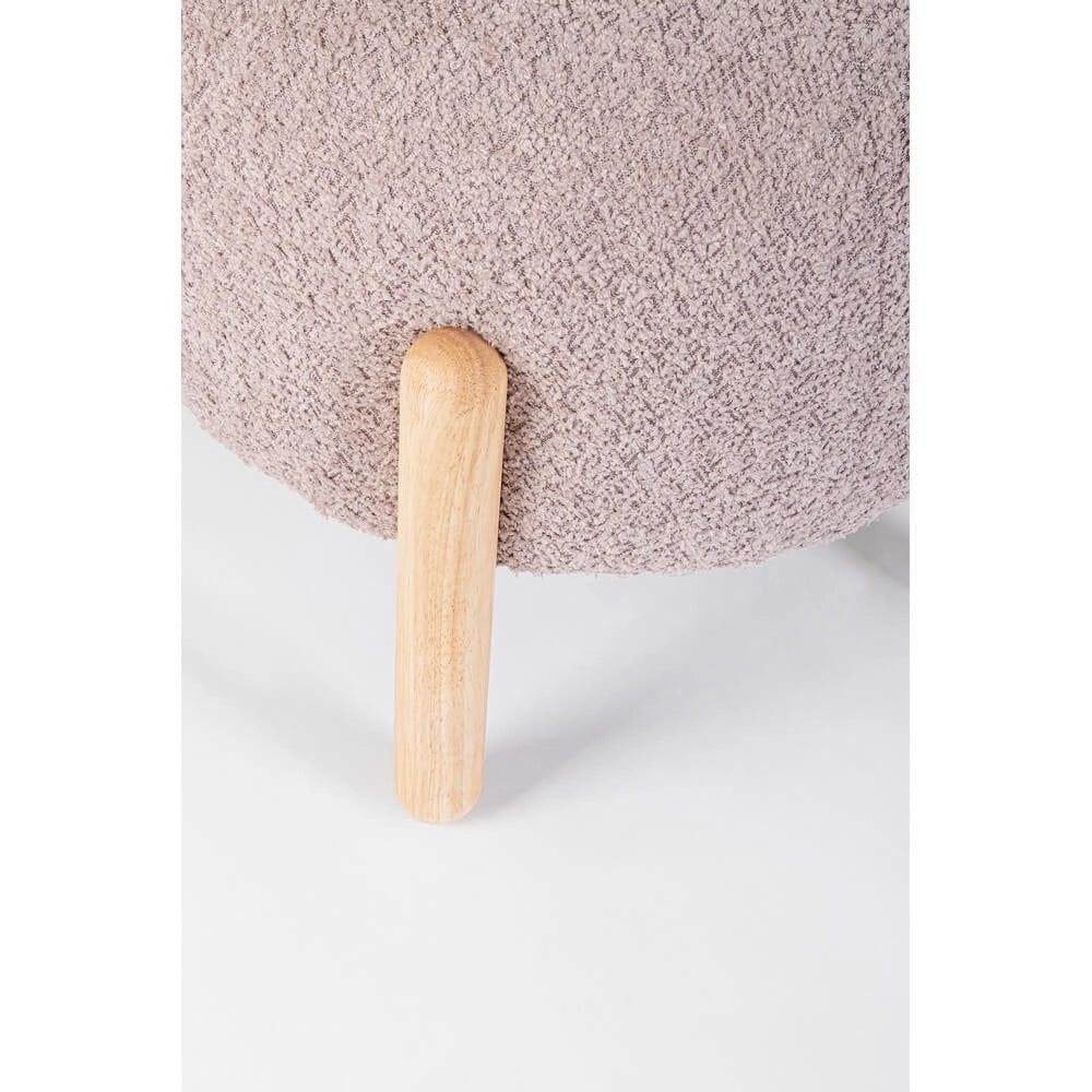 Sgabello imbottito in tessuto bouclé con gambe in legno - SIENNA