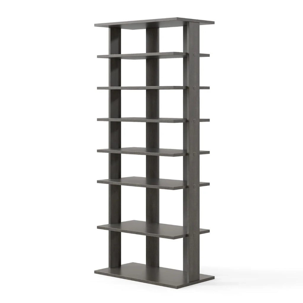Scarpiera verticale a 7 ripiani e doppia fila 47 x 25,5 x 110 cm con ripiani estraibili design elegante in legno grigio 20_0018632