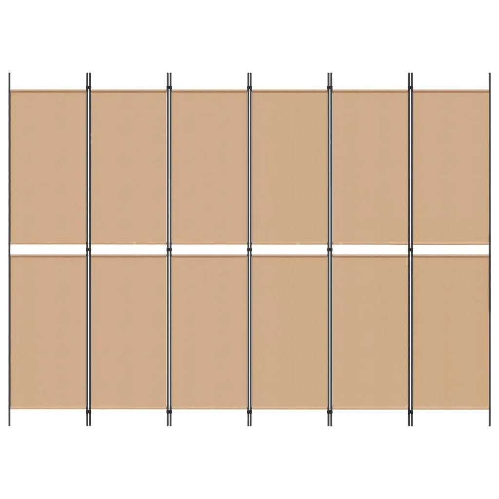 Divisore per Stanza | Paravento | Divisorio Ambienti a 6 Pannelli Beige 300 x 220 cm Tessuto