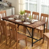 Tavolo da Pranzo Rettangolare per 6-8 Persone Stile Industriale con Gambe di Metallo 180x80x75,5 cm Marrone Rustico