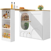 Carrello da cucina con 3 ante e piano girevole a 360°; portasalviette e portaspezie; 138x39x105 cm