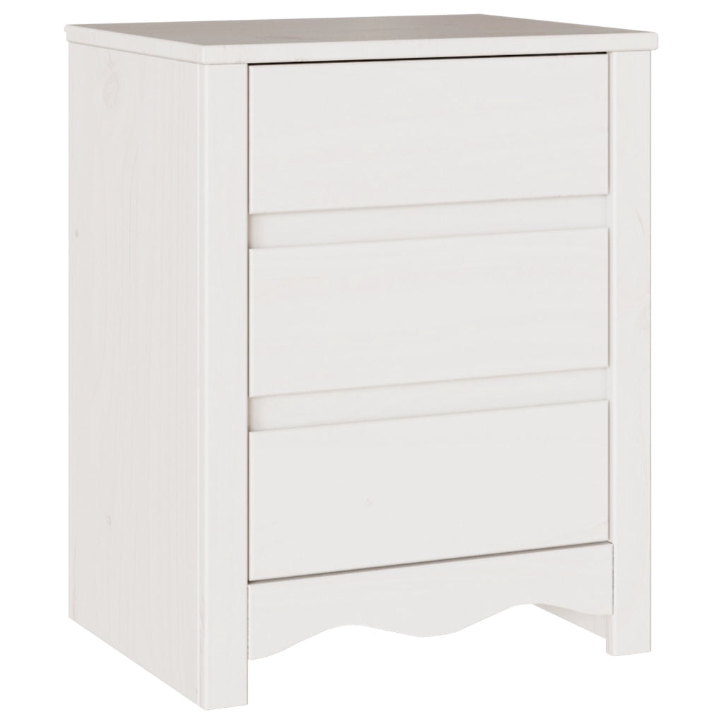 Comodino  "DRAMMEN" Bianco 45x35x56 cm in Legno solidale di Pino