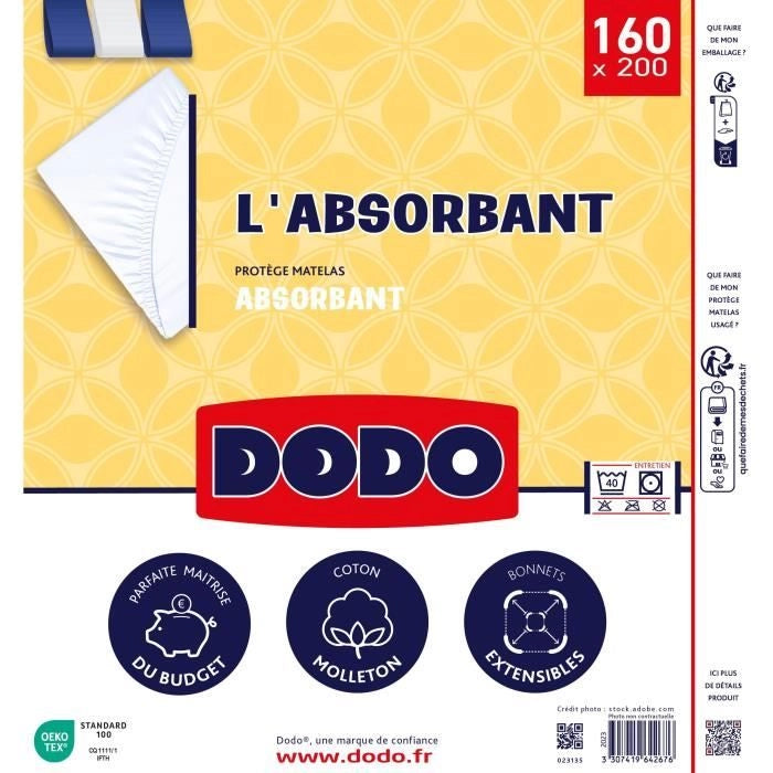Protettore del materasso assorbente - poliestere - 160x200 cm - dodo
