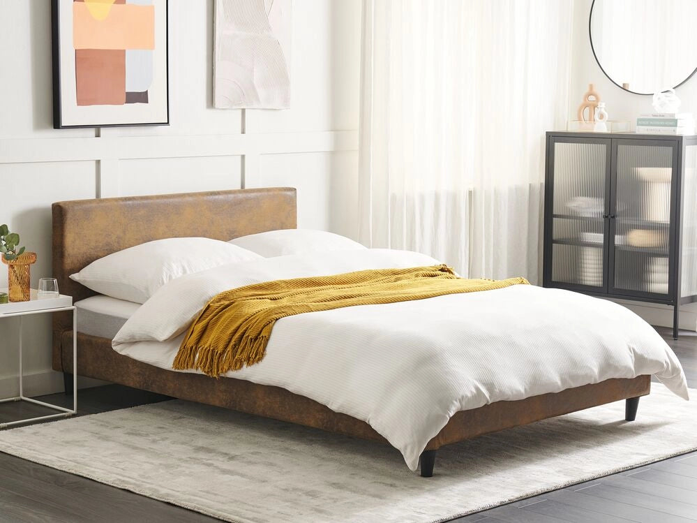 Rivestimento telaio letto in pelle sintetica marrone Lavabile 140 x 200 cm Sfoderabile Lavabile