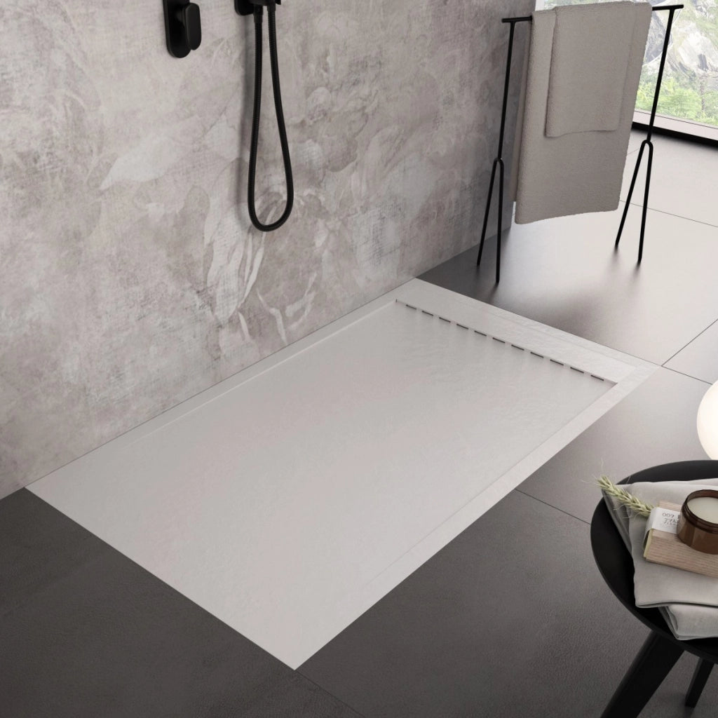 Piatto doccia in marmo resina bianco pietra cemento prestige, misura 90x190