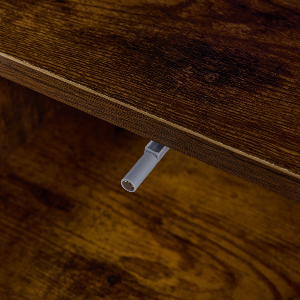 Vetrina con 2 Ante e 2 Cassetti e LED Bluetooth; 6 Vani; Stile Moderno Retr??; in MDF; Nero Effetto Legno; 80??40??138 cm