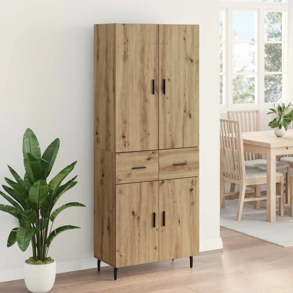 Credenza 2 pcs Rovere artigianale Legno Stratificato e Vetro 3415977