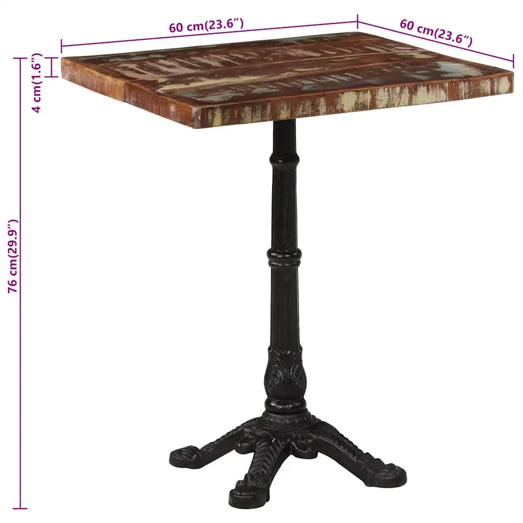 Tavolo da Bistrot 60x60x76 cm in Legno Massello di Recupero