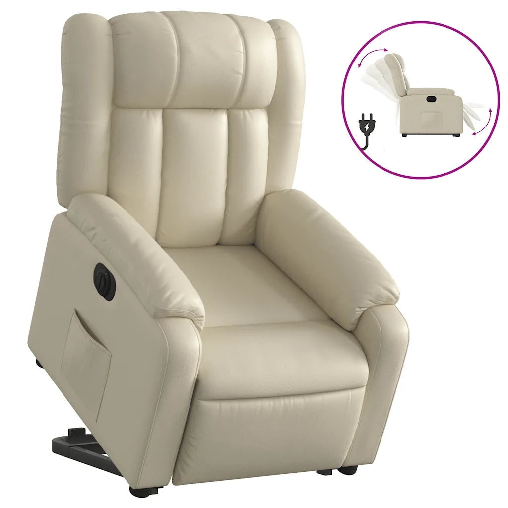 Poltrona Alzapersona Reclinabile Crema in Similpelle 3205279