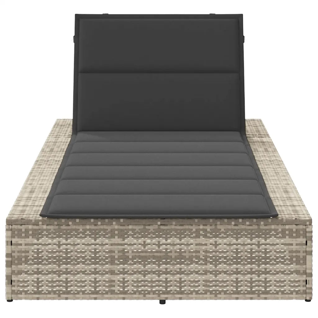 Lettino con Cuscino Galleggiante Grigio Chiaro in Polyrattan 4104207