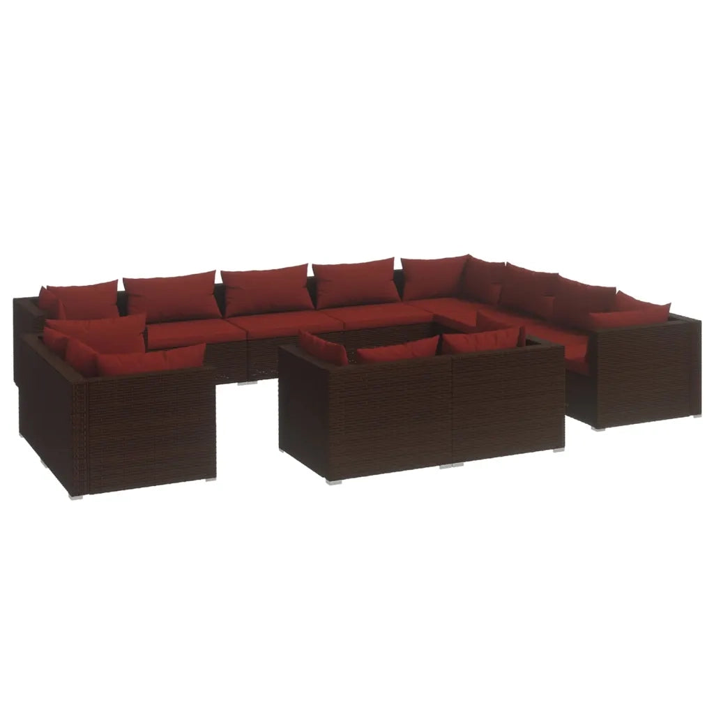Set Divani da Giardino 12 pz con Cuscini in Polyrattan Marrone cod mxl 35200