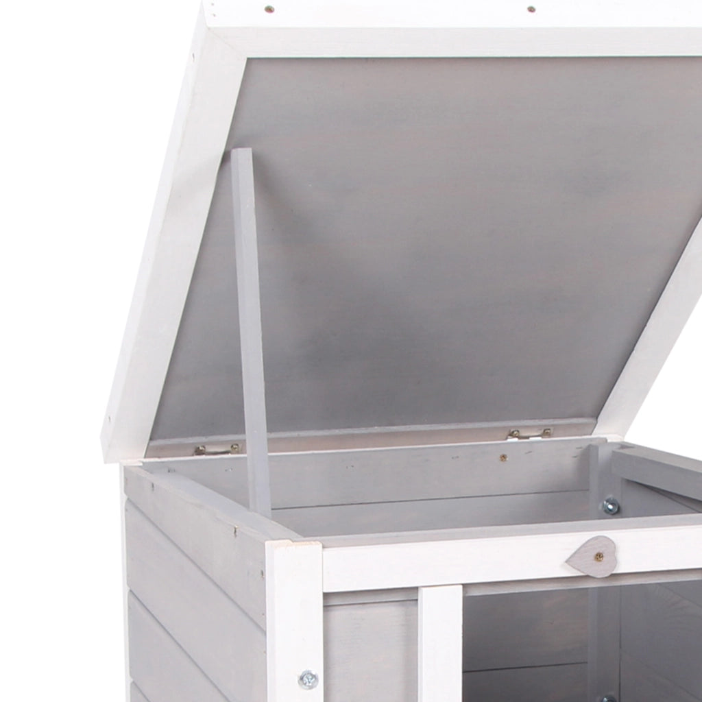 Caseta per Conigli in Legno da Giardino con Rampa ¨C zephmum ¨C Grigio 42x51x43 cm