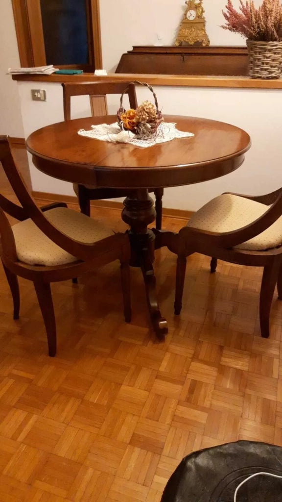 Tavolo rotondo finitura bassano allungabile 100 noce (757) - Mobili 2G