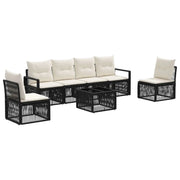 Set Divano da Giardino 7 pcs Nero polyrattan