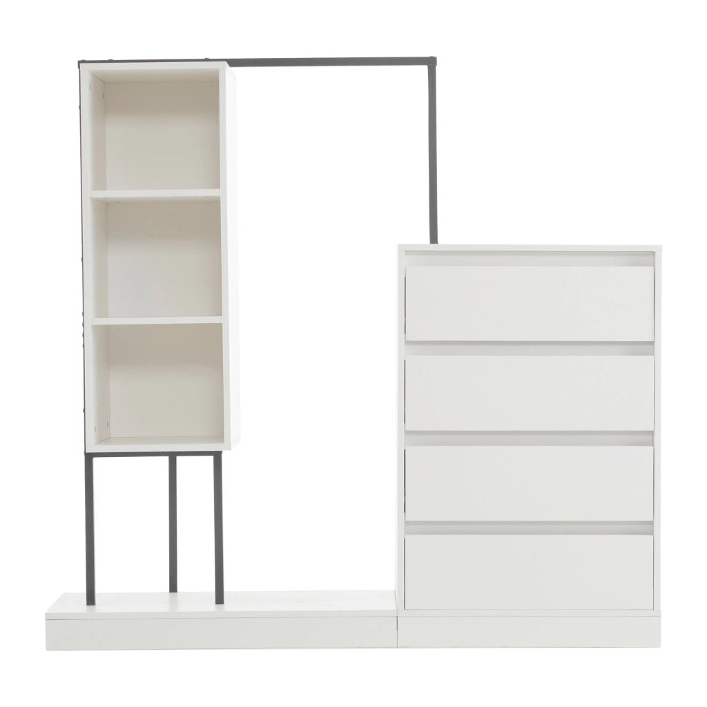 Armadio con Cassetti e Appendiabiti ¨C MINIMAL ¨C Bianco, 140x40x135