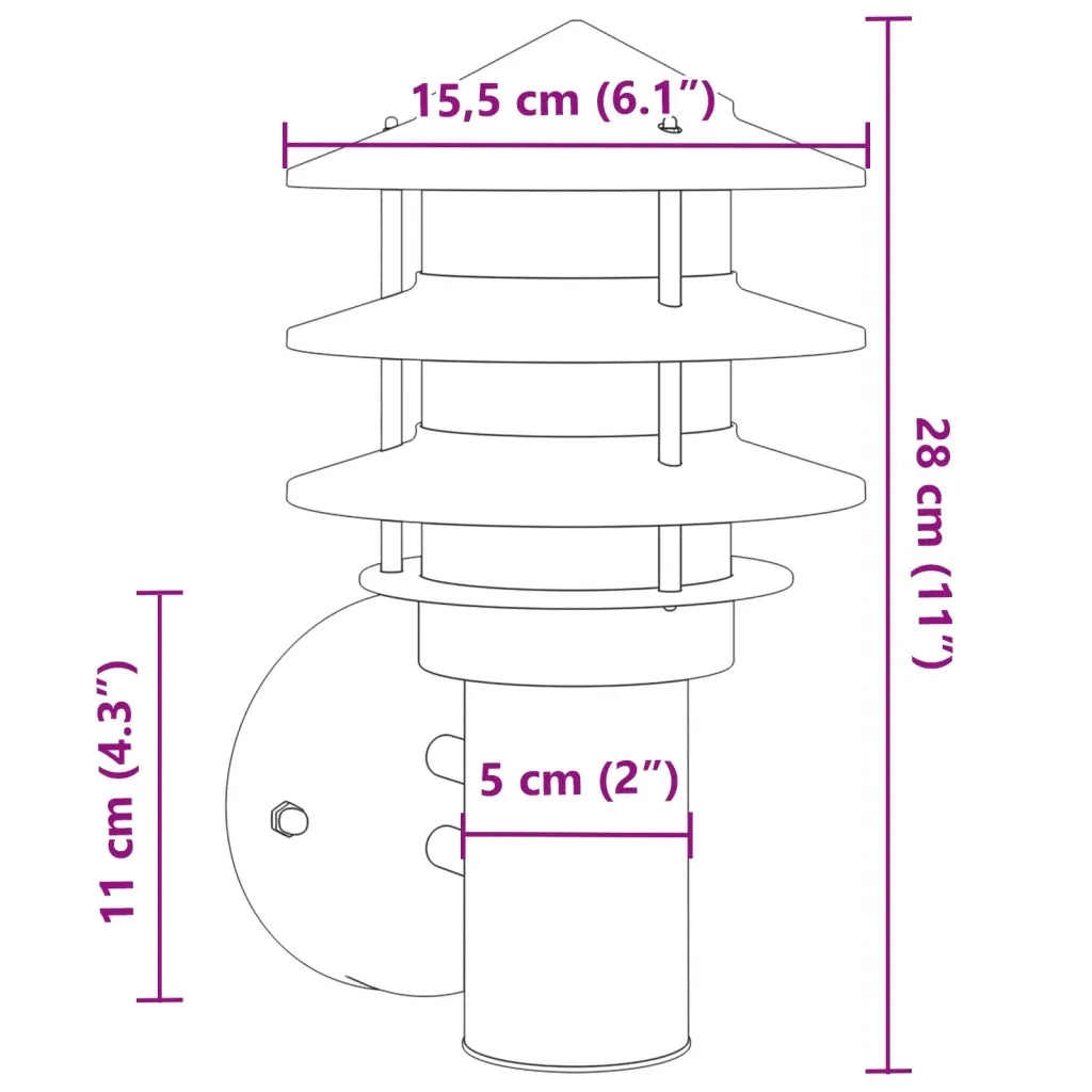 Applique da Esterno 2 pz Nere in Acciaio Inossidabile CFW3269731