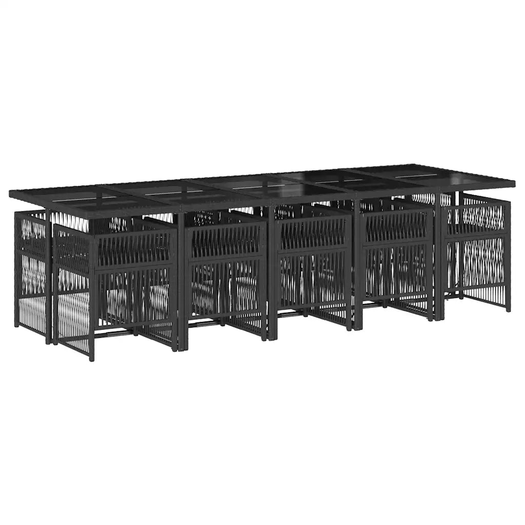 Set da Pranzo da Giardino 11 pz con Cuscini in Polyrattan Nero 3210930