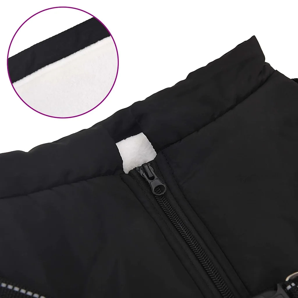 Cappotto Cani con Imbracatura Impermeabile Riflettente Nero L68 4019648
