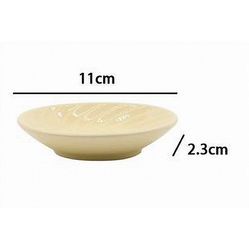 Trade Shop - Piattino Porta Sapone Saponetta Ceramica Rigata Spirale Giallo Tondo Bagno 79962 -