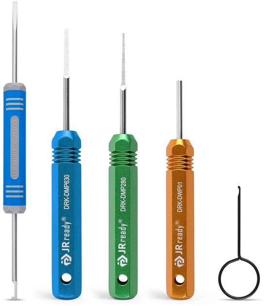 Set di rimozione terminale 5 in 1 per serie Weather-Pack e Metri-Pack, connettori Deutsch DT DTM DTV DRB DRCP e serie Strike, inclusa chiave DRK 785084 Amp 1,5 mm
